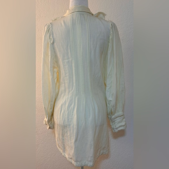 Free People Bella Ruffle Front Ivory/Cream Tunic Top Blouse Size Small - Picture 3 of 7